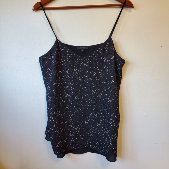 RW&CO Women Black Cami Tank Top Polka Dots Size M Stylish Casual - Picture 1 of 11